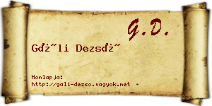 Gáli Dezső névjegykártya